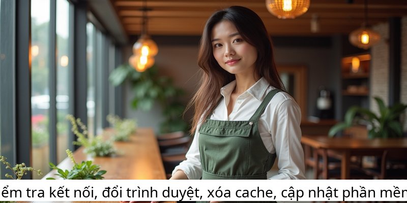 Kiểm tra kết nối, đổi trình duyệt, xóa cache, cập nhật phần mềm.